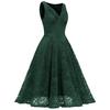 Elegant Vintage Lace Dress for Women V Neck Ruched Bust Cinched Waist Milkmaid Prom Skater Midi Cocktail Evening Party Formal Special Occasion Outfits