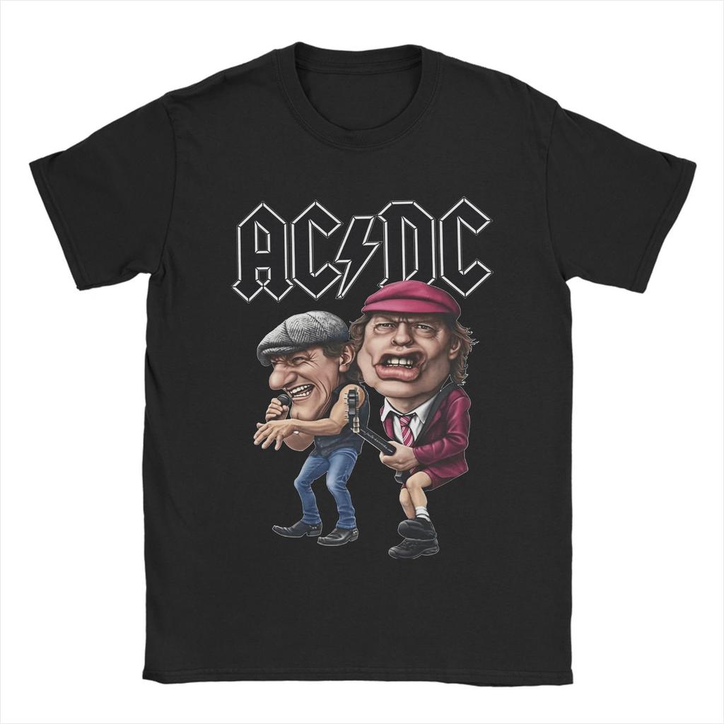 Erkek ACDC Tişörtleri Üstler Vintage Kısa Kollu Yuvarlak Yaka Tişörtler Büyük Beden Tişört