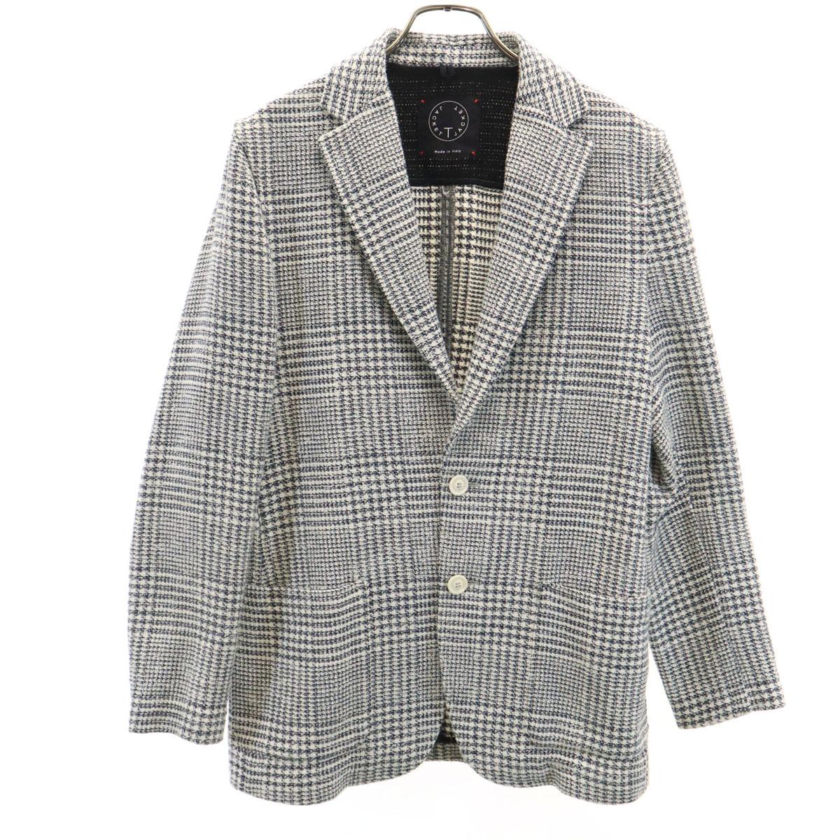 

T-JACKET сделано в Италии Клетчатый узор Длинный рукав Легкий твидовый приталенный пиджак Мужской Б/у