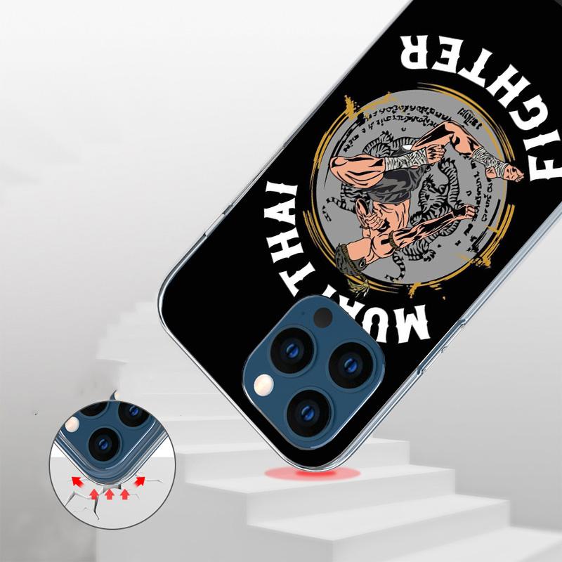 Muay Thai Fight Boxing Cover Phone Case For iPhone 16 17 Air 15 14 Pro Max 16E Phone Case 13 Mini 12 11 7 SE 8 Print Pattern Fit
