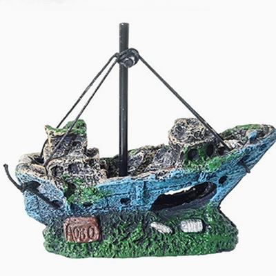 Retro Aquarium Hollow Resin Ship Decor Fish Hiding Cave Non-toxic Aquarium Ornament for Fish Tank Aquarium Retro Boat Statues