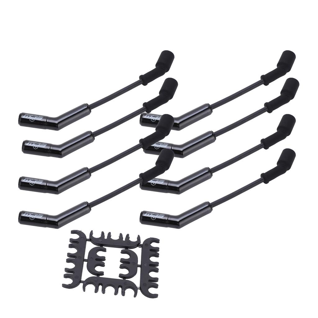 Spark Plug Wire Set 8mm Dia 500Ohmsft Black Stainless Steel Plug 9070CK Replacement for GM LS