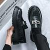 Fashion New Gradient Color Korean Style Thick Bottom Crocodile Leather Casual Slip on Non-slip Metal Buckle Decoration Men Loafer Shoes