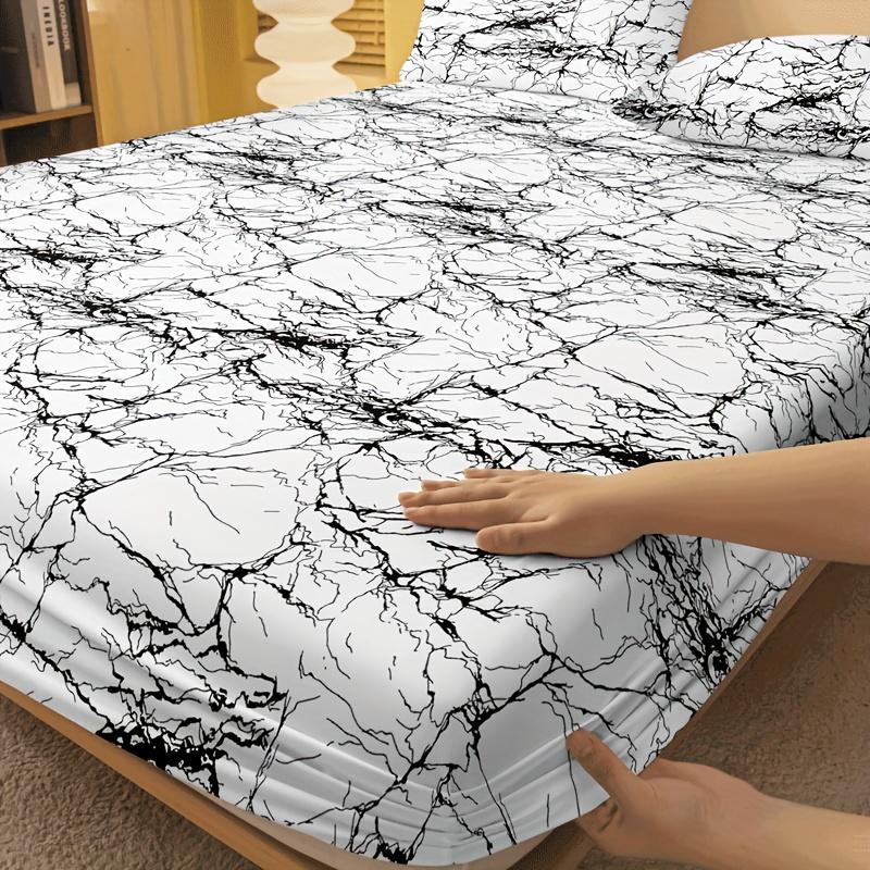 1 Prosty nowoczesny drukowany matowy prześcieradło z dopasowaną gumką, narzuta na łóżko z nadrukiem do sypialni, pościel (Z wyłączeniem poszewek na poduszki)