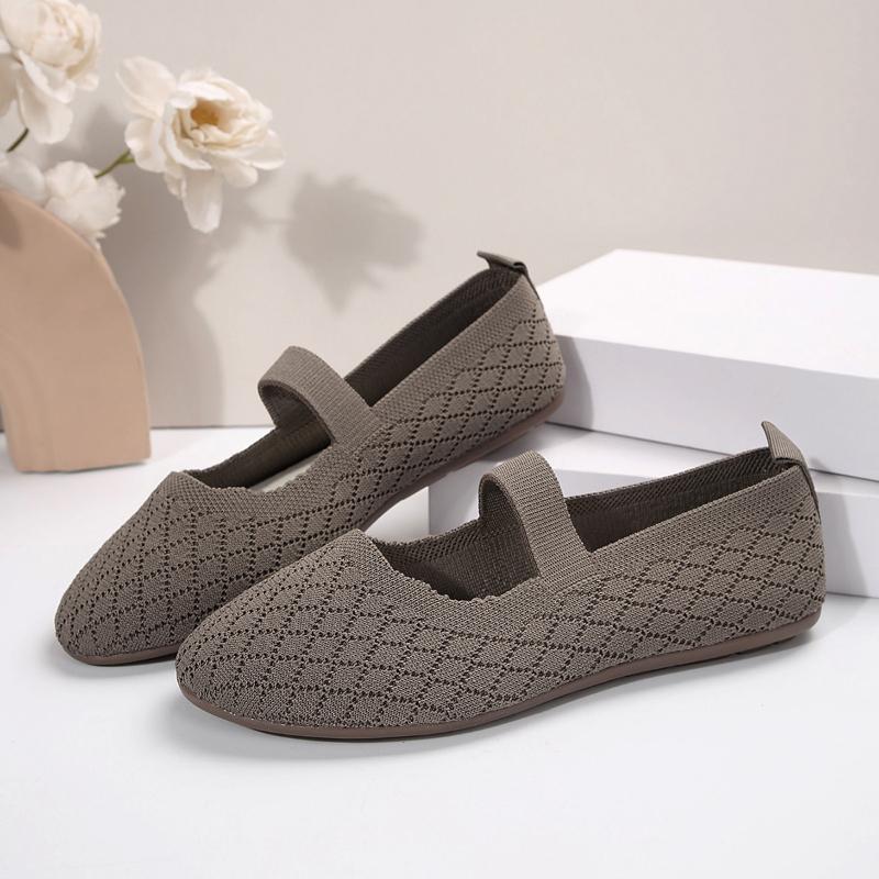 Fashion 2024Autumn New Womens Fashion Round Toe Flat Womens Shoes Solid Color Mesh Shallow Mouth Slip-On Women Shoes Large Size