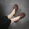 Johnature Genuine Leather Retro Hollow-out Breathable Sandals Versatile Comfortable Women's Slip-on Shoes