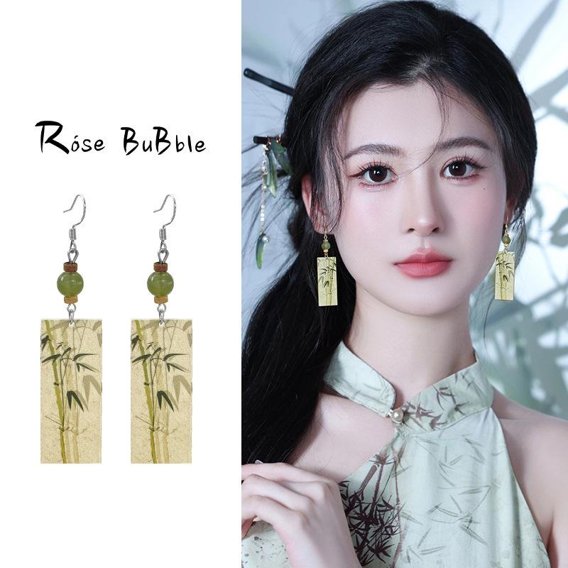 Ink butterfly love earrings antique Internet celebrity same earrings niche high-end sense of national tide retro earrings