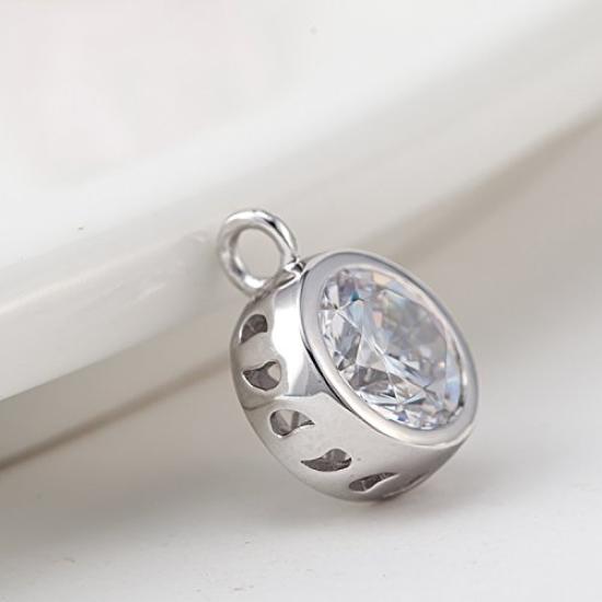 Ashley Jewelry Single Stone Necklace, Sterling Silver 925, Simple Pendant, Cubic Zirconia, Women's, Everyday Wear