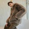 Herren Pelzmantel neuer Imitation Fuchsfell kurz Herbst und Winter warmer Mantel Kapuzenjacke Winter