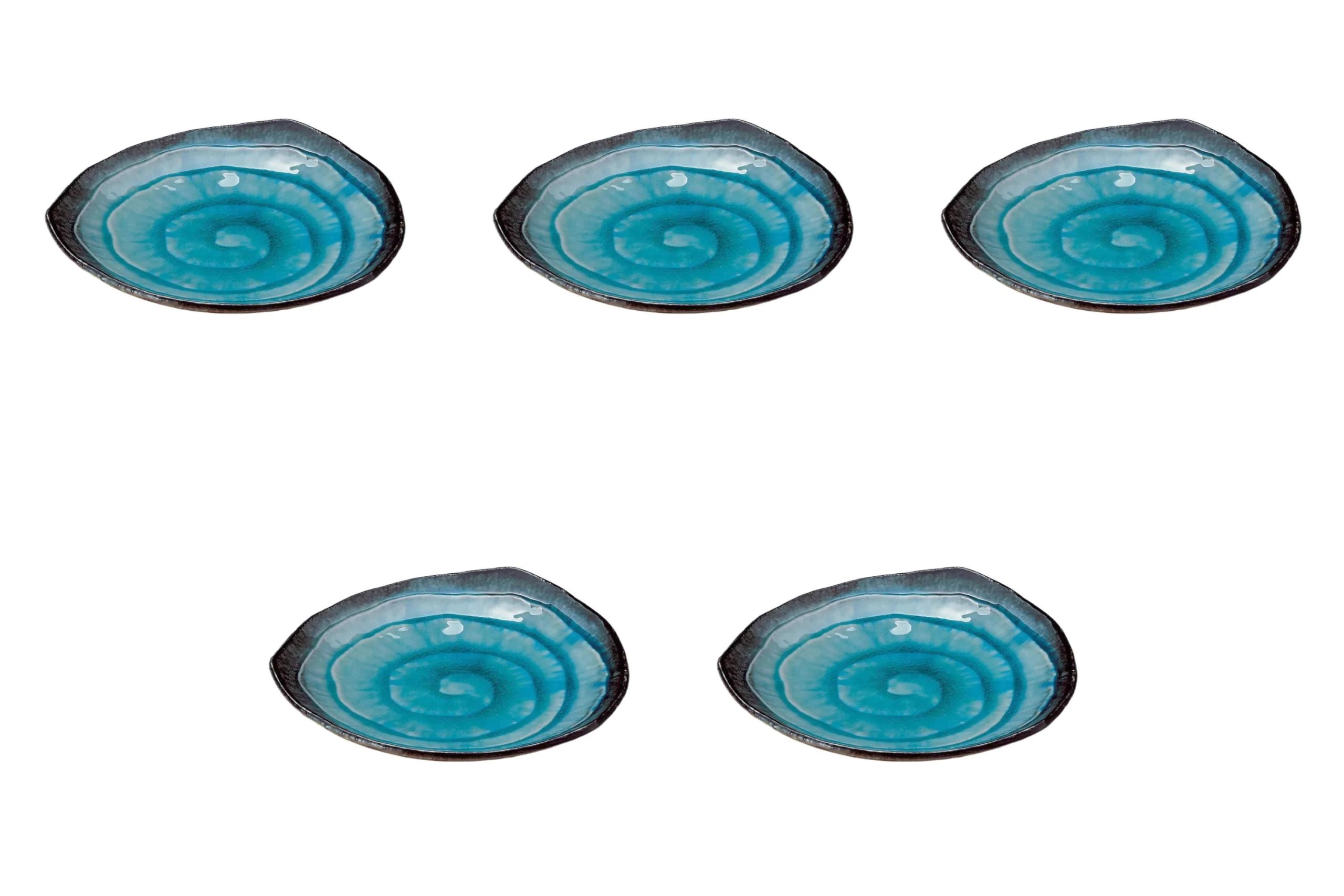 

Set of 5 Kinyo Sky Blue Triangular Plates x Irregular Plates Setomonohonpo 5.5 [16.5 2.2 cm] (Large)