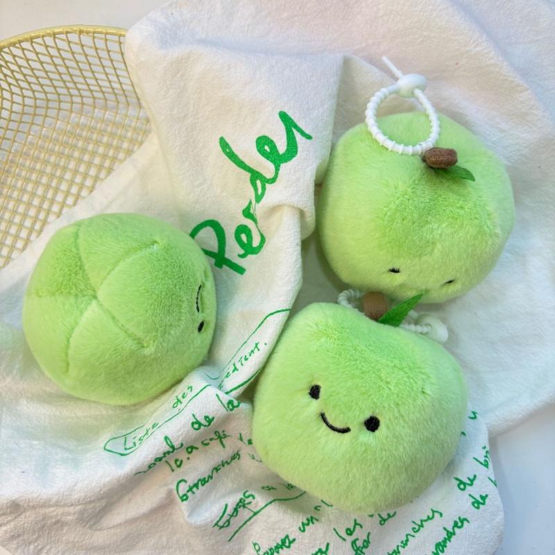 New Green Apple Keychain,Plush Cute Keychain Soft Stuffed Plush Keyring for Kids' Backpack,Purse Fashion Bag Pendant