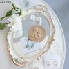 Vintage Lace Relief Mirror Glass Tray Decorative Storage Trays Dressing Table Jewelry Necklace Display Plate Cosmetics Organizer