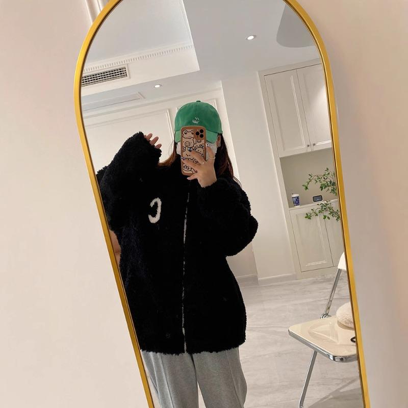 Autumn and Winter Casual Outer Wear Fleece Thickened Double-sided Coral Fleece Thermal Sweater Home Stand-up Collar Plush Jacket Women's Tide