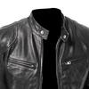 Autumn and Winter Men's Casual Solid Color Long-sleeved Slim Leather Jacket