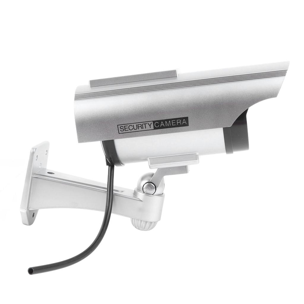 Fake Surveillance Camera Solar Powered Simulation Monitor with LED Flashing Light for Home Business Office