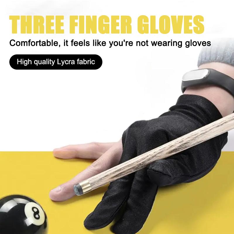 Guanto da Snooker Biliardo a Dita Intere a Tre Dita per Mano Sinistra in Lycra