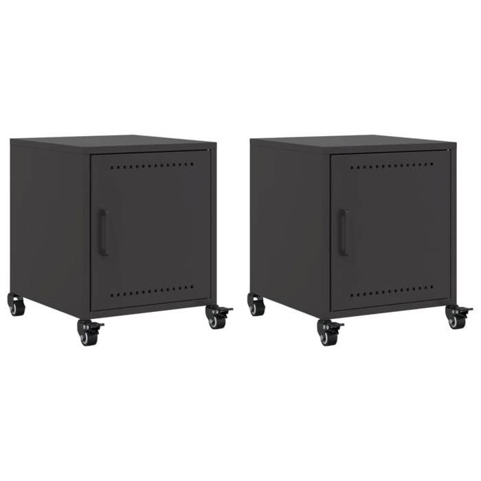 VidaXL Bedside Tables 2 Pcs Black 36x39x43.5 Cm Steel, Cabinet, Side Cabinet, Phone Stand, Bedside Table 846615