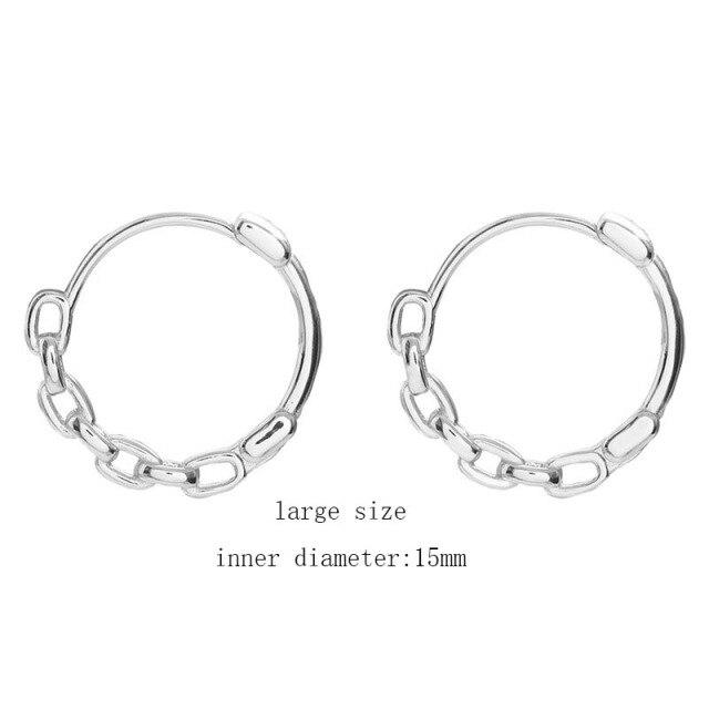 

Серьги-кольца из стерлингового серебра 925 пробы с цепочкой для женщин и мужчин, серьги в стиле панк, геометрические украшения, подарки