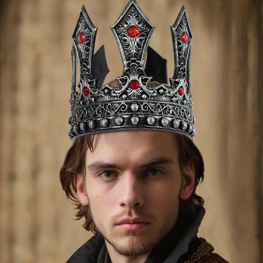 Středověký styl kovová knížecí tiára zirkon Halloween kostýmní doplňky jednoduchá královská koruna svatba