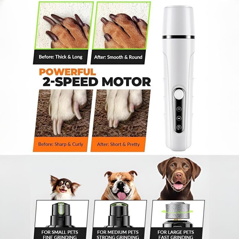 Electric Pet Nail Grinder Low Noise with LED Light Portable Professional Nail Care Tool Kit Home Grooming