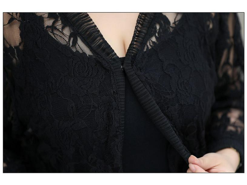 1905 Krajkový kardigan Letní top - Dámská plus size Černobílá opalovací šála Svrchní oděv