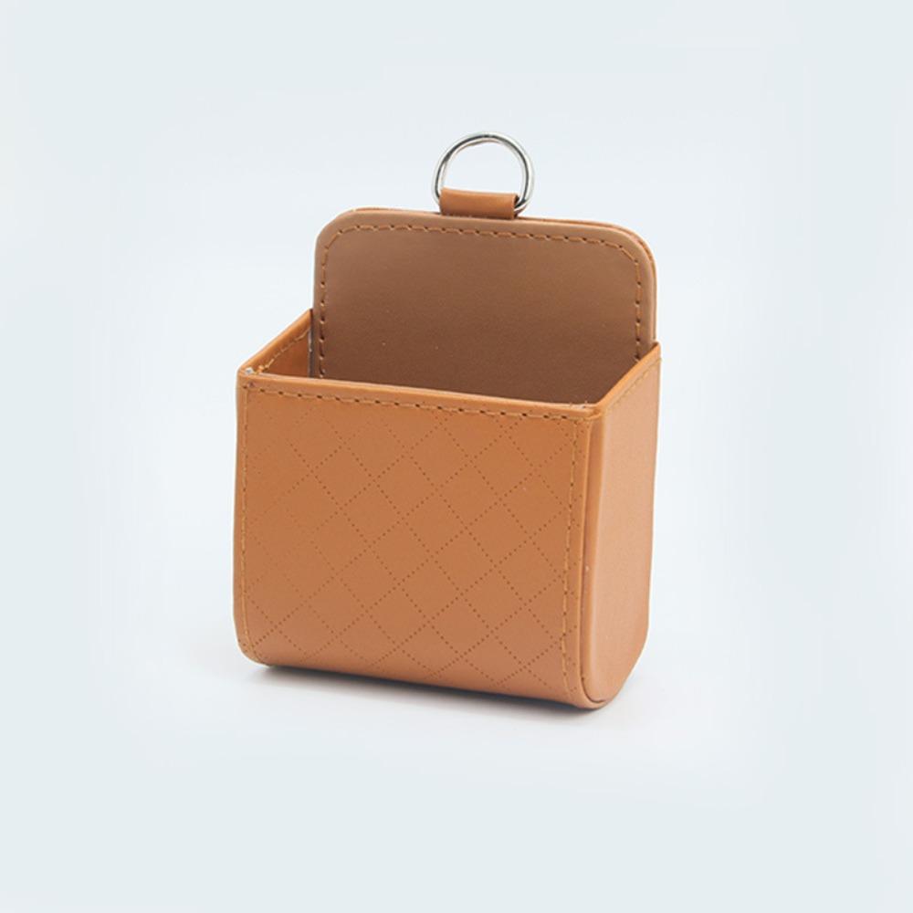 

New PU Leather Car Storage Bag Hanging Automobile Accessories Coin Bag Large Capacity Air Outlet Debris Bag коричневий