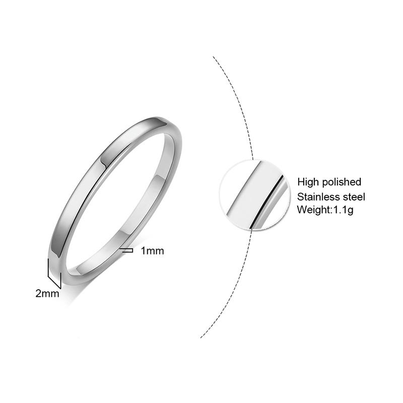 Chic Simple Women Rings Stainless Steel Plain Band 2/4/6/8/10mm Tube Shape Ring Candid Jewelry