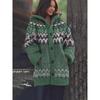 Dames V-hals Lange Mouwen Vest Losse Pasvorm Casual 3D Print Gebreide Buitenjas