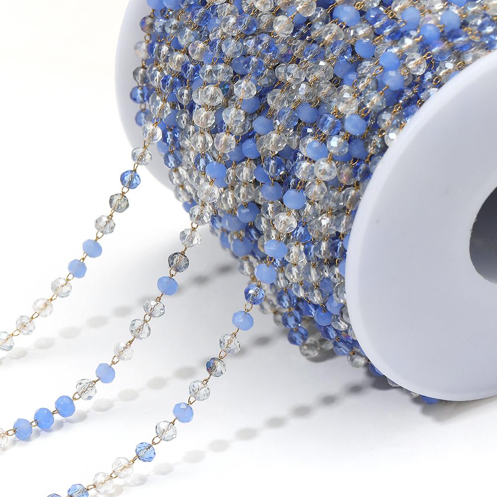 1 Meter Colorful 3mm Beads Beaded Chain Glass Crystal Beads Necklace Chain Accessories for Jewelry Making Components Crafts DIY