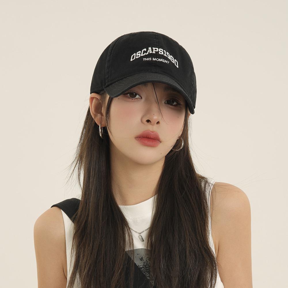 Korean Style Letter Embroidered Cap Cotton Cotton Peaked Hat Sunscreen Baseball Cap  Boys Girls