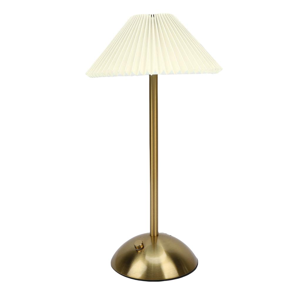 Pleated Table Lamp Touch Control 3 Colors Stepless Dimming USB Rechargeable Retro Cordless LED Nightstand Lamp for Bedside Living Room