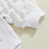 Baby Girls Valentine 's Day Outfits Puff Sleeve Letter Print Romper + Pants + Hat Set Infant Clothes