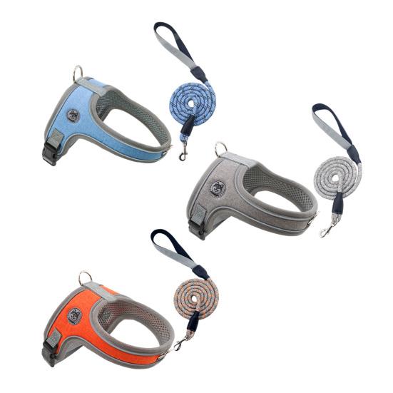 No-Pull Dog Harness Breathable Dog Harness with Reflective Leash Adjustable Fit Mesh Vest Harness