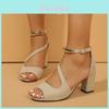 Summer Platform Open Toe Sandals With Buckle For Women Featuring Suede Material And Chunky Mid Heel