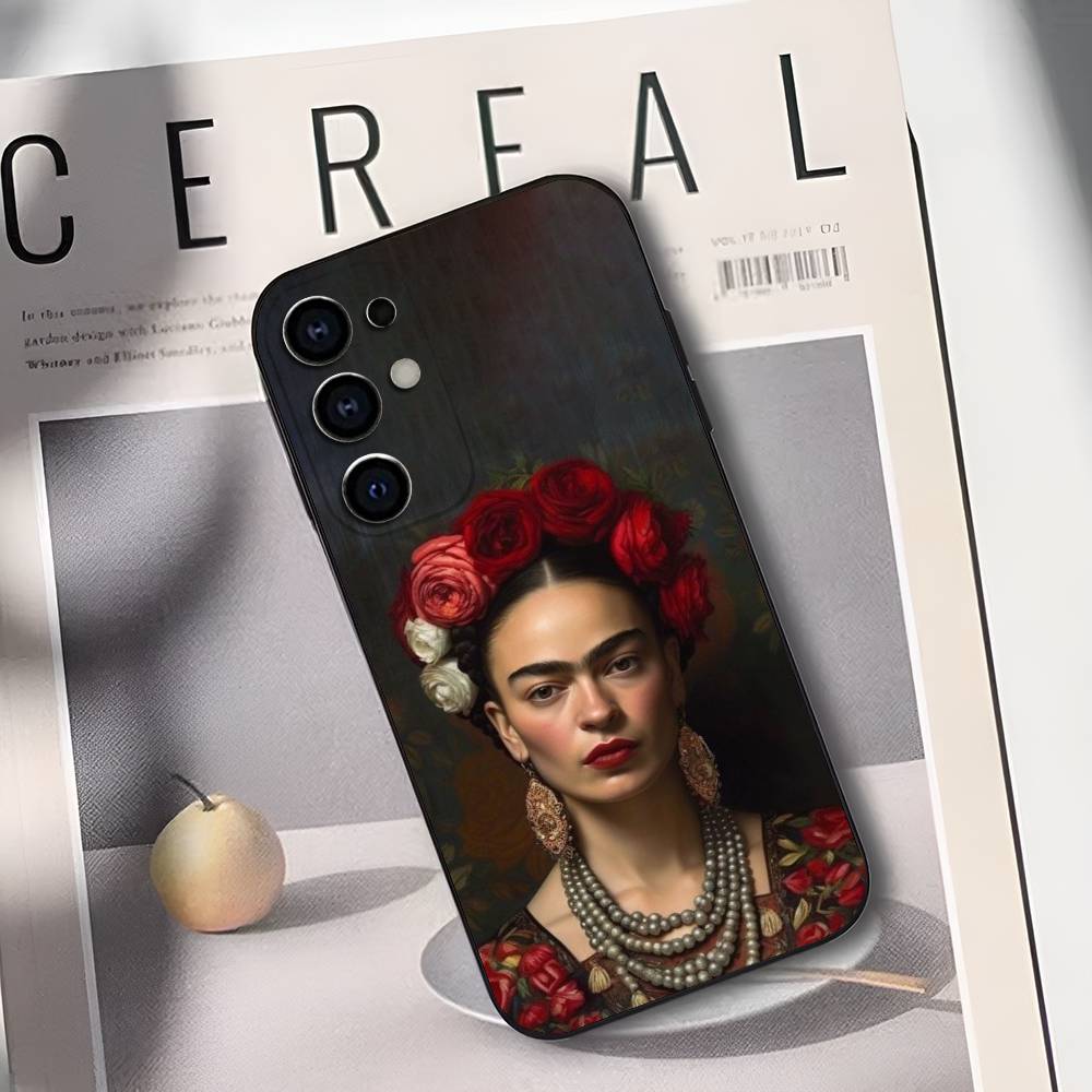 Umělecký obal na telefon Frida Kahlo Pro Samsung S25,S24,S21,S22,S23,S30,Ultra,S20,Plus,Měkký silikonový černý kryt