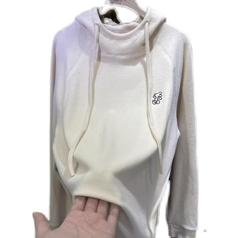 New Autumn-winter Long-sleeved Top with Double-layered Fleece and Hooded Inner Layer, Loose-fitting Embroidered Hoodie for Women