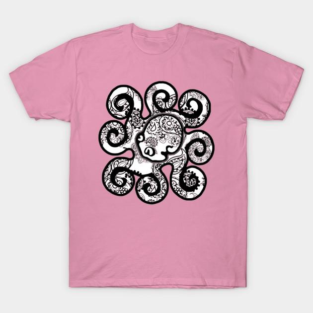 T-Shirt Damen Oktopus Tentakel Paisley Harajuku Print Kawaii T-Shirt Sommer Kurzarm Damen T-Shirt Top Tee