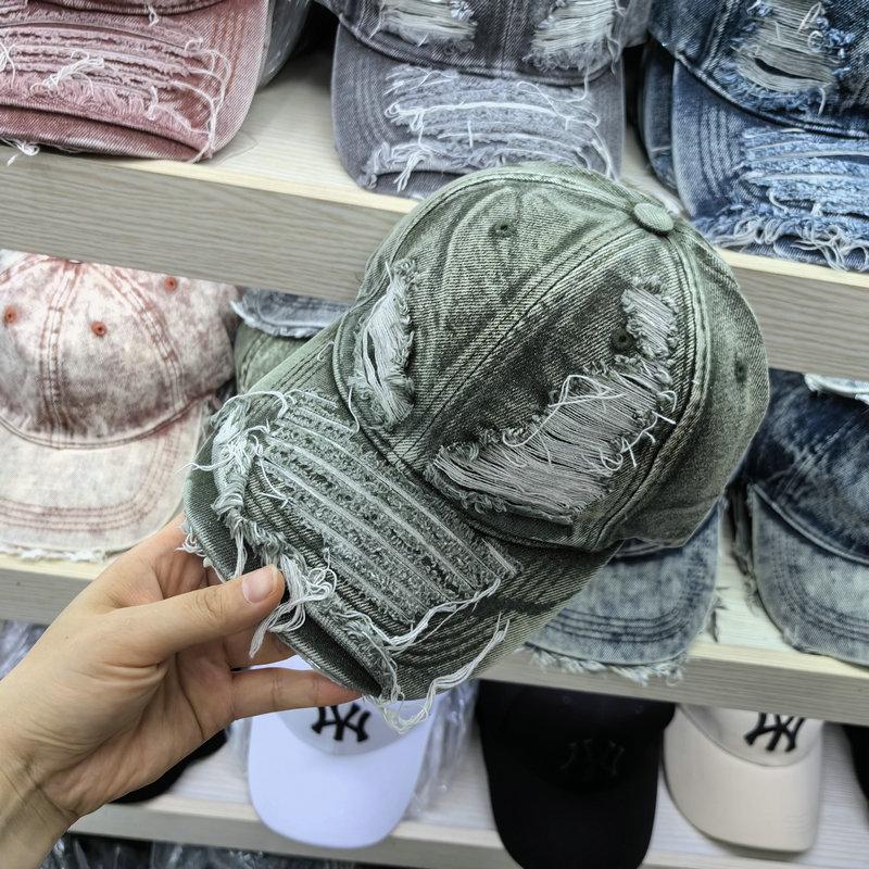 Washed and Broken Tie-dyed Denim Baseball Cap Men's Old Fashion Young Couple Versatile Face Small Casual Cap