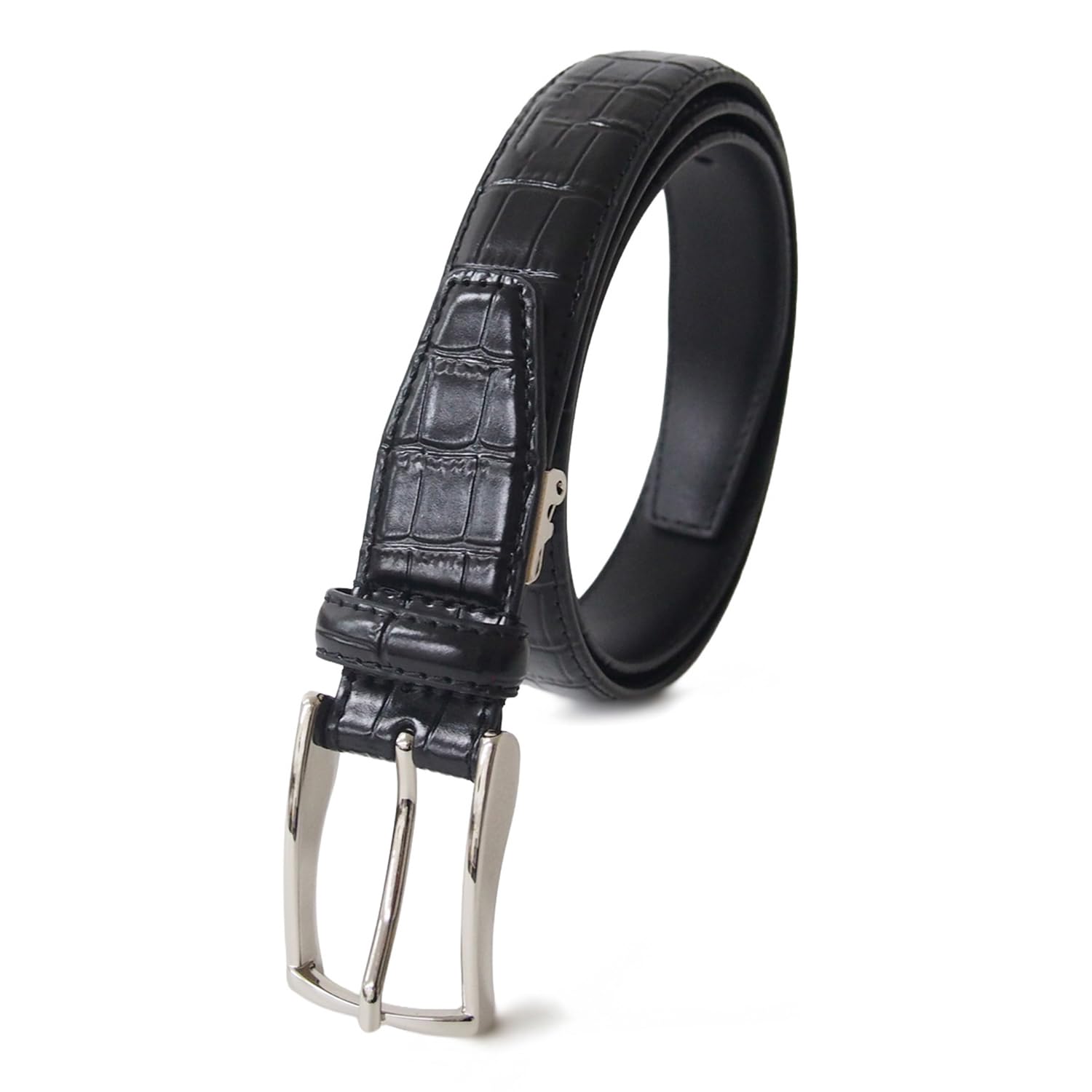 [KOGUMA BELT] Men s Crocodile Leather Belt - Perfect for Business Casual - Genuine Leather - Dressy and Elegant - Embossed Leather - 30mm Width (3cm