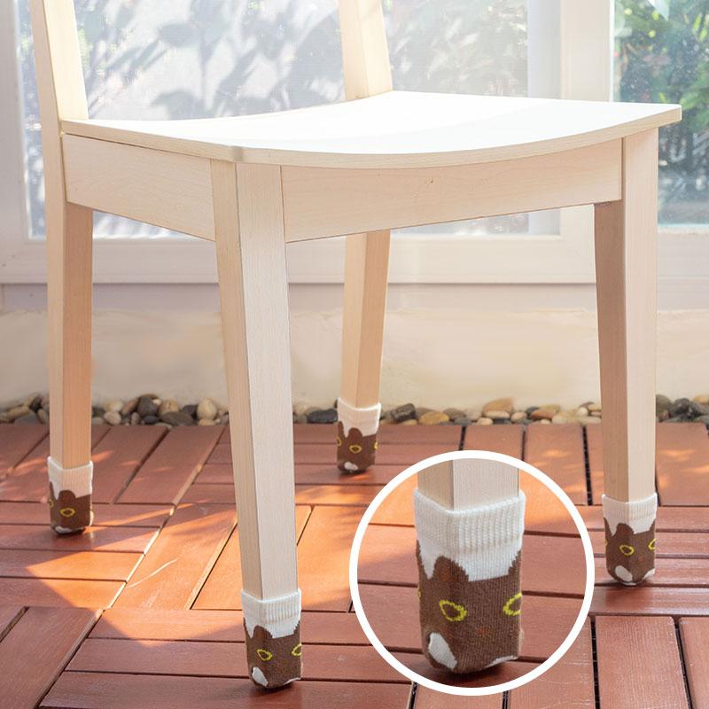 4Pcs Cartoon Chair Leg Knitting Socks Protectors Table Leg Foot Non-Slip Colorful