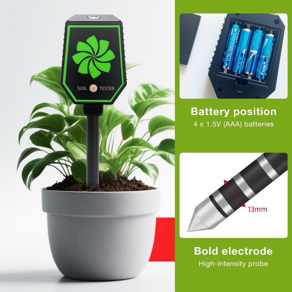 Bluetooth 8 in 1 Soil Tester Soil Meter pH EC Salt Fertility Moisture Air Humidity Temperature Light Intensity Meter App Control