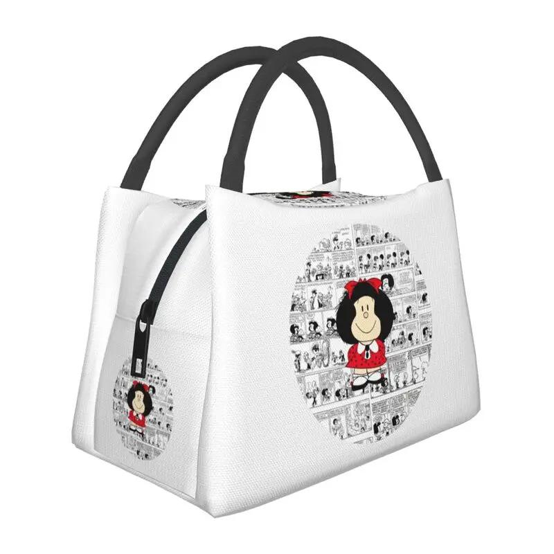 Custom Vintage Mafalda Manga Insulated Lunch Bags for Quino Comic Cartoon Thermal Cooler Bento Box Office Picnic Travel