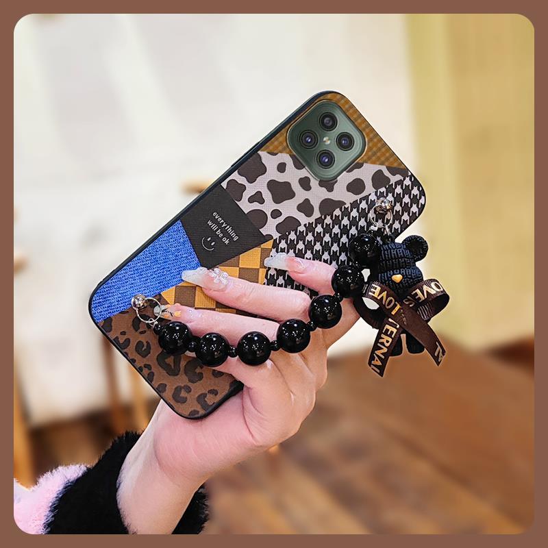 Skin-friendly Feel Cartoon Phone Case For Cubot C30 Dirt-resistant Cute Black Pearl Pendant Bear Bracelet Back Cover