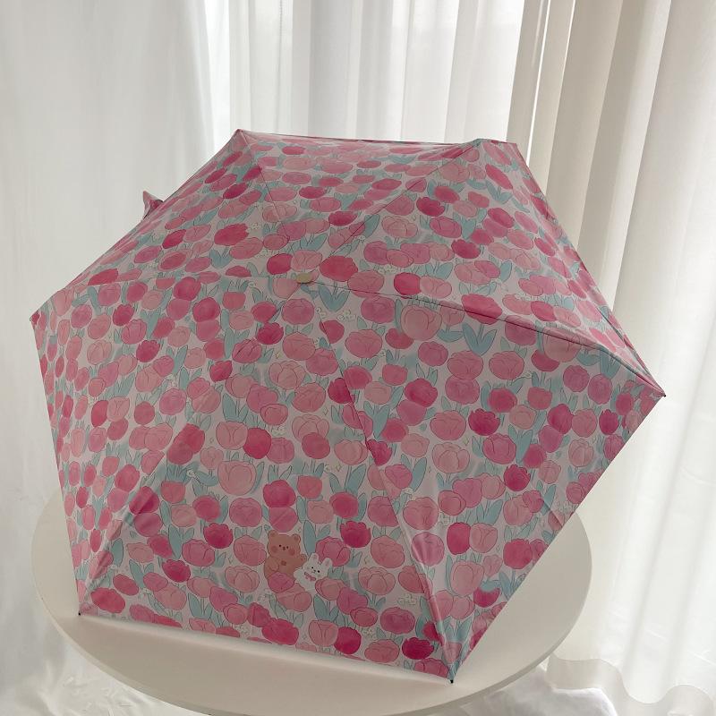 Cute Girl Sun Umbrella Mini Folding Sun Protection UV Protection Sunny and Rain Dual Purpose Sun Umbrella