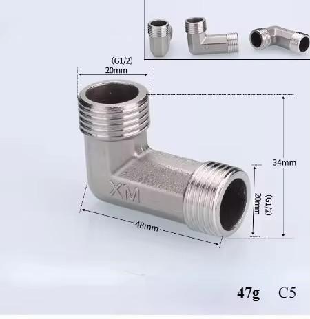 201/304 Stainless Steel 1/2", 3/4" BSP Threaded Plumbing Fittings (Reducing Elbow, Tee, Coupler, Butt Joint) - 1/2" BSP Male-Fem