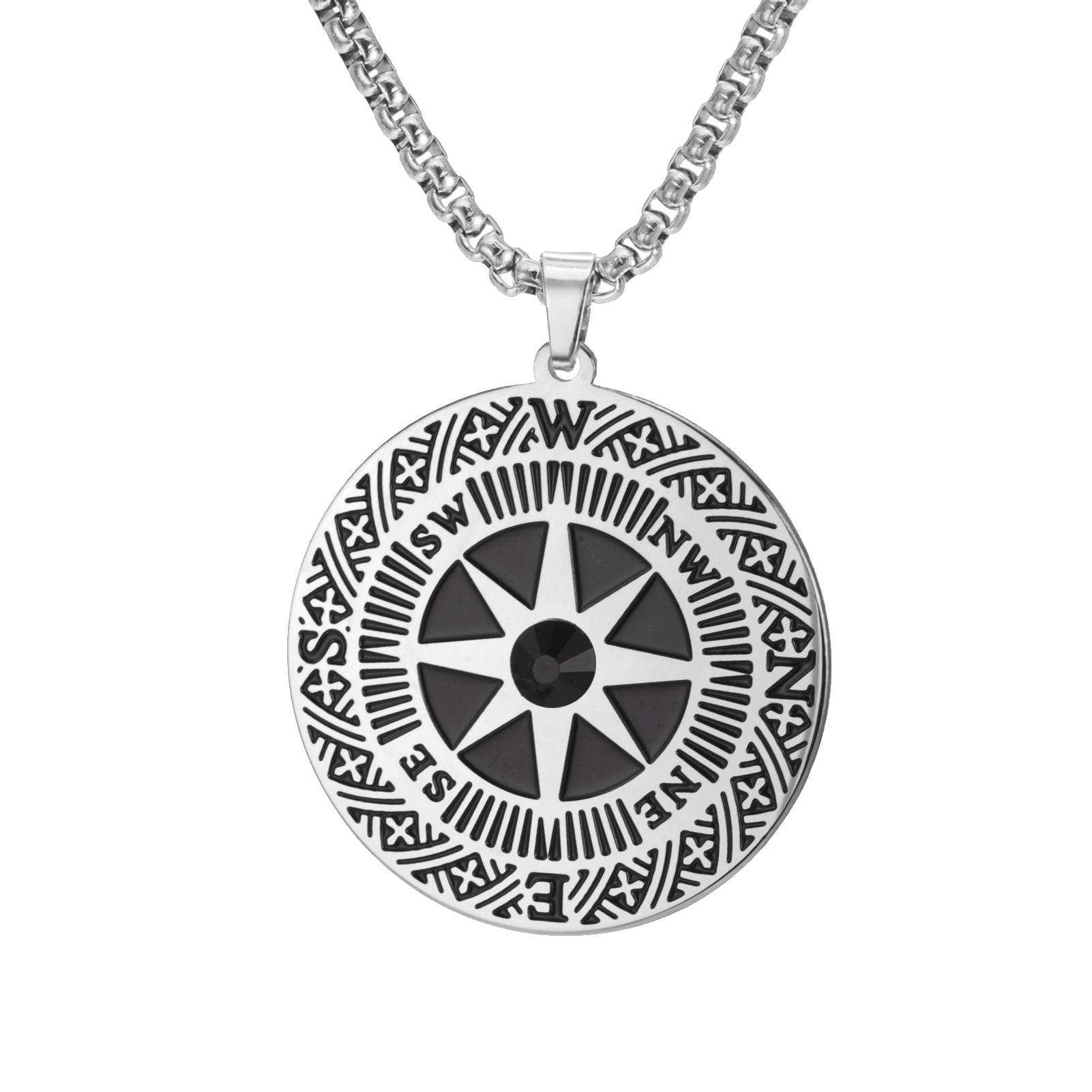 

LIKGREAT Vintage Compass Pendant Necklace For Men Stainless Steel Neckchain Hip-hop Style Ocean Adventure Pirate Style Jewelry 60cm