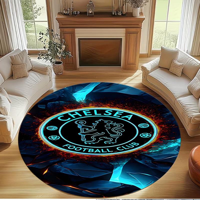 football club.C Print Round Rug, Washable Floor Carpet, For Entryway Dorm Laundry Room Office Study, Home Decor Birthday Christmas Gift