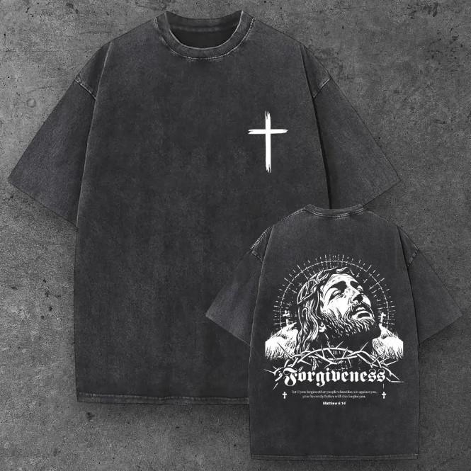 Unisex Forgiveness Graphic Oversized T Shirt Black Religious Style S-2XL S разноцветный