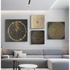 Fashion Square Burst Circle Canvas Painting Black And Gold Poster Print Luxurious Wall Art Pictures For Living Room Dining Room
