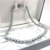 High-Luster Akoya Pearl Necklace Natural Jewelry Blue Gray Approx 43cm 7.0mm–7.5mm 31.7g Silver Hardware